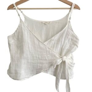 Le Lis Linen Top Halter Bow Cottagecore Prairie Coastal Lagenlook Feminine S